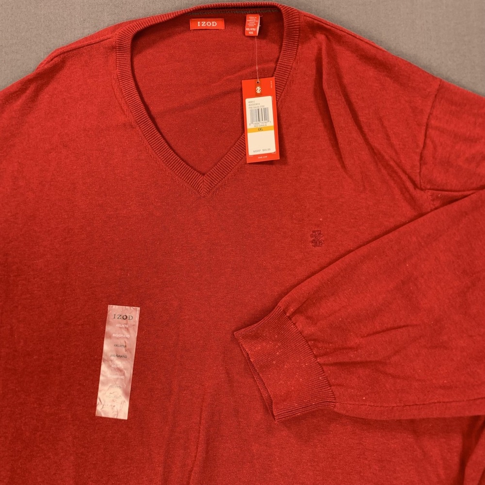 IZOD Knit Sweater Mens 4XL V Neck Pullover Big Tall Classic Lightweight New FLAW